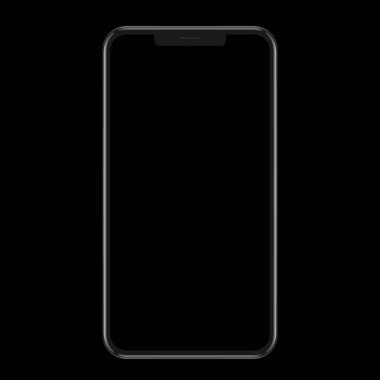 Şeffaf arka planda izole edilmiş gerçekçi siyah akıllı telefon modeli. Vektör illüstrasyonu.