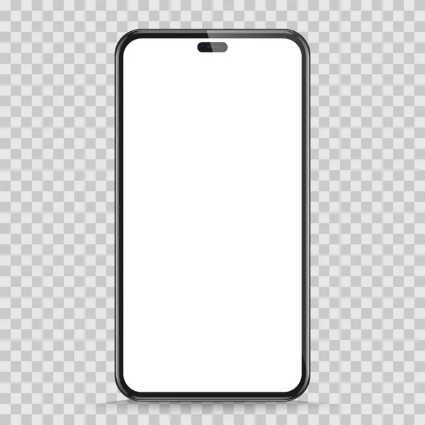 Modèle Réaliste Noir Smartphone Isolé Sur Fond Transparent Illustration Vectorielle — Image vectorielle