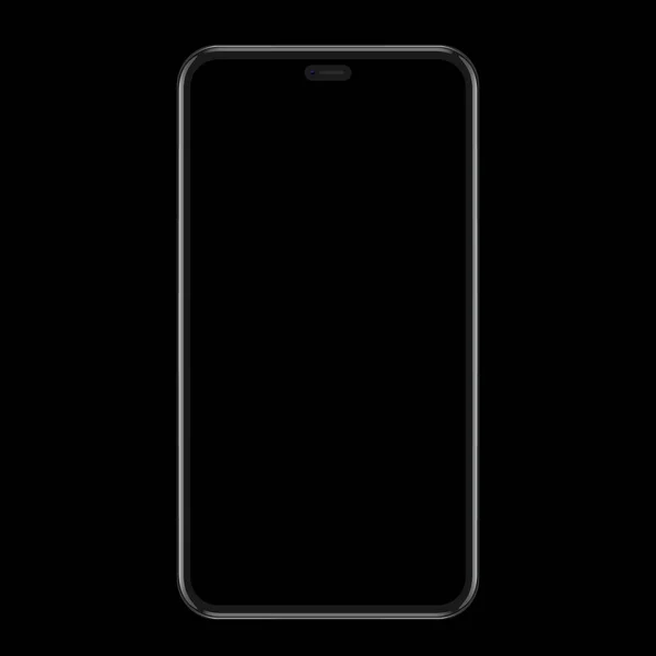 透明背景に隔離された現実的なブラックスマートフォンのモックアップ ベクターイラスト — ストックベクタ