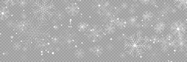 ベクトル大雪 さまざまな形状や形状の雪片 雪の結晶 雪の背景 秋のクリスマス — ストックベクタ