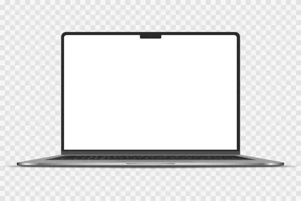 Realistischer Laptop Mit Leerem Bildschirm Isoliert Auf Transparentem Hintergrund Vektorillustration — Stockvektor