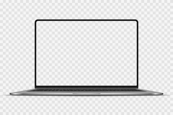 Realistischer Laptop Mit Leerem Bildschirm Isoliert Auf Transparentem Hintergrund Vektorillustration — Stockvektor