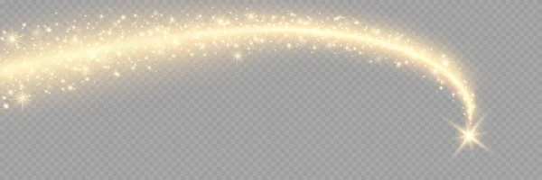 Vektor Golden Funkelnder Sternschnuppen Sternenstaubspur Kosmische Glitzerwelle — Stockvektor
