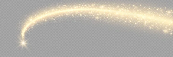 Vector Gyllene Mousserande Fallande Stjärna Stardust Trail Kosmiska Glittrande Våg — Stock vektor