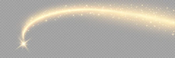 Vector Dorado Brillante Estrella Fugaz Stardust Trail Onda Cósmica Brillante — Vector de stock