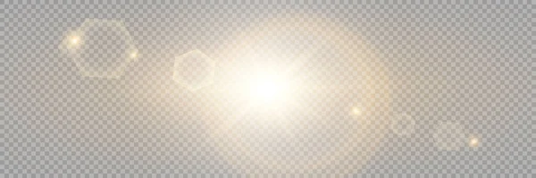 Luce Solare Trasparente Vettoriale Effetto Luce Brillamento Speciale Lente Illustrazione — Vettoriale Stock