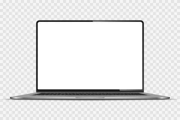 Laptop Realista Com Tela Branco Isolado Fundo Transparente Ilustração Vetorial — Vetor de Stock