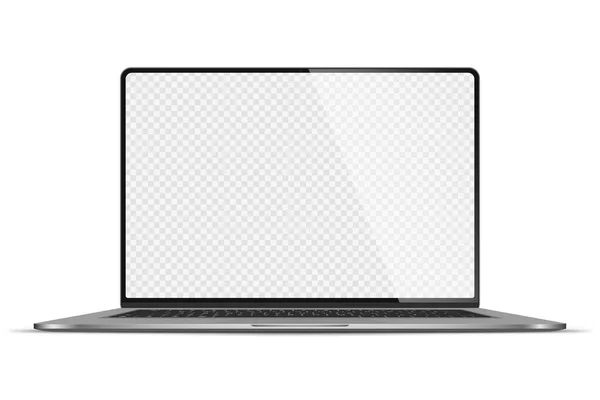 Realistische Laptop Met Blanco Scherm Geïsoleerd Transparante Achtergrond Vectorillustratie — Stockvector