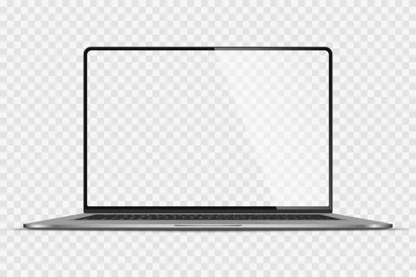 Laptop Realista Com Tela Branco Isolado Fundo Transparente Ilustração Vetorial — Vetor de Stock