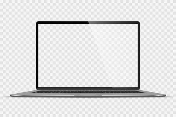 Realisztikus Laptop Üres Képernyővel Átlátszó Háttérrel Vektorillusztráció — Stock Vector