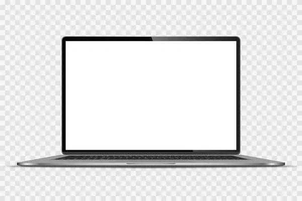 Realistische Laptop Met Blanco Scherm Geïsoleerd Transparante Achtergrond Vectorillustratie — Stockvector