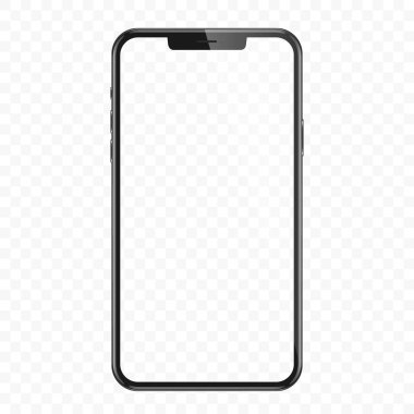 Infographic Global Business için beyaz ekranlı Smartphone 'un stüdyo görüntüsü. Ön Görünüm Görünümü. Vektör illüstrasyonu. PNG