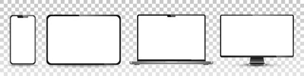 Készülék Képernyő Mockup Okostelefon Tabletta Laptop Monoblokk Monitor Üres Képernyővel — Stock Vector