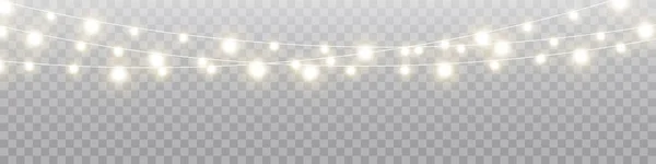 Julbelysning Isolerade Realistiska Designelement Glödande Ljus För Jul Semesterkort Banderoller — Stock vektor