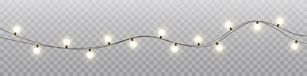 Vánoční Světla Izolovala Realistické Designové Prvky Zářící Světla Pro Vánoce — Stockový vektor