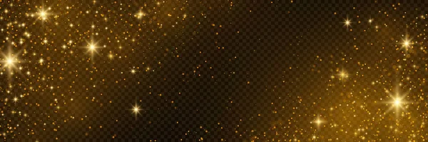 Weiße Funken Und Goldene Sterne Leuchten Mit Besonderem Licht Vektor — Stockvektor