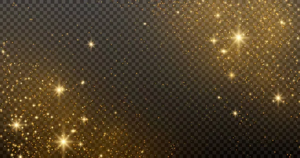 Las Chispas Blancas Las Estrellas Doradas Brillan Con Una Luz — Vector de stock