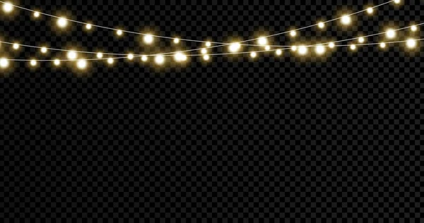 Luces Navideñas Aisladas Elementos Diseño Realistas Luces Brillantes Para Navidad — Vector de stock