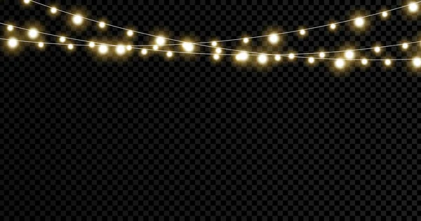 Різдвяні Вогні Ізольовані Реалістичні Елементи Дизайну Світлові Вогні Різдвяних Листівок — стоковий вектор