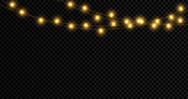 Lampu Natal Mengisolasi Elemen Desain Realistis Lampu Bersinar Untuk Kartu - Stok Vektor