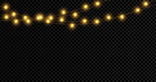 Χριστουγεννιάτικα Φώτα Απομονωμένα Ρεαλιστικά Στοιχεία Σχεδιασμού Λαμπερά Φώτα Για Χριστούγεννα — Διανυσματικό Αρχείο