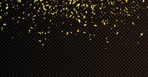 Cae Confeti Dorado Brillante Aislado Sobre Fondo Transparente Luminoso Oropel — Vector de stock
