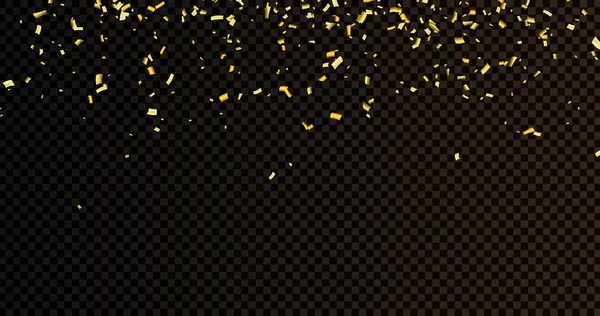 Падаючі Блискучі Золоті Конфетті Ізольовані Прозорому Тлі Яскрава Святкова Мішура — стоковий вектор