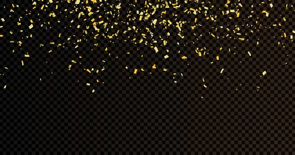 Vallende Glanzende Gouden Confetti Geïsoleerd Transparante Achtergrond Heldere Feestelijke Tinsel — Stockvector