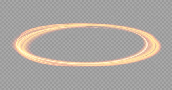 暗い透明な背景に抽象的な火のリング ベクトル光効果 — ストックベクタ