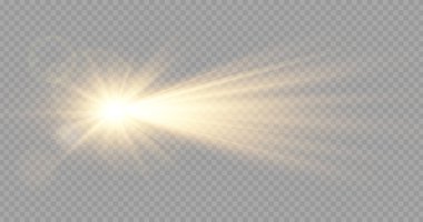 Lens parlaması ve bokeh etkisi olan bir yıldız. Güneş ışığı ve spot ışığı