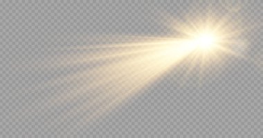 Star with lens flare and bokeh effect. Sun with rays and spotlight clipart