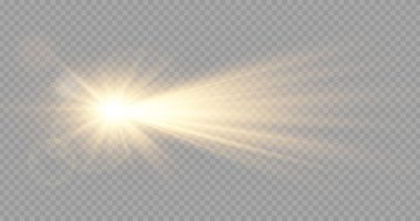 Lens parlaması ve bokeh etkisi olan bir yıldız. Güneş ışığı ve spot ışığı