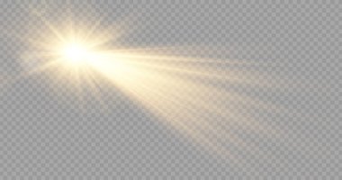 Lens parlaması ve bokeh etkisi olan bir yıldız. Güneş ışığı ve spot ışığı