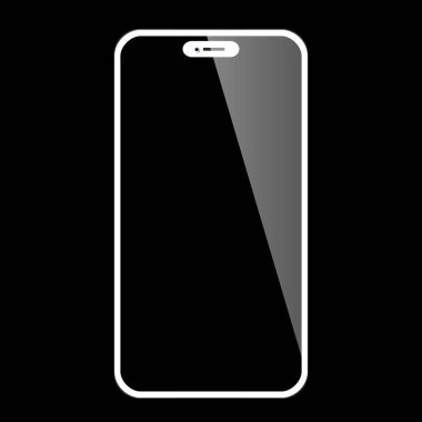 Şeffaf arka planda izole edilmiş gerçekçi siyah akıllı telefon modeli. Vektör illüstrasyonu.