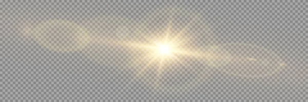 Vektor Átlátszó Napfény Speciális Lencse Fáklya Fényhatás Napsugárzás Sugarakkal Reflektorfénnyel — Stock Vector