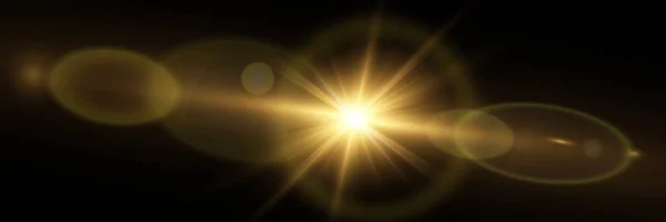ベクトル透明太陽光特殊レンズフレアライト効果 光線とスポットライト付きの太陽のフラッシュ — ストックベクタ