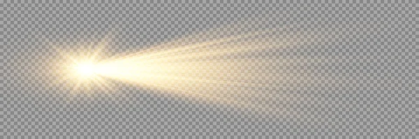 Étoile Avec Effet Fusée Éclairante Bokeh Soleil Avec Rayons Projecteurs — Image vectorielle