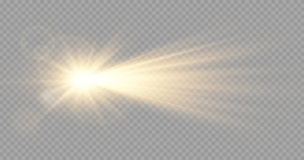 Bintang Dengan Lensa Suar Dan Efek Bokeh Matahari Dengan Sinar - Stok Vektor