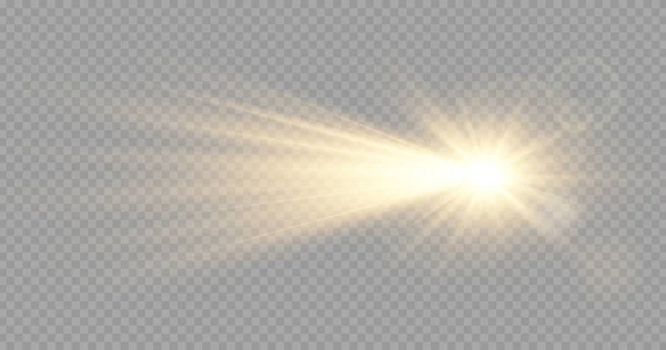 Stjärna Med Linsbloss Och Bokeh Effekt Sol Med Strålar Och — Stock vektor
