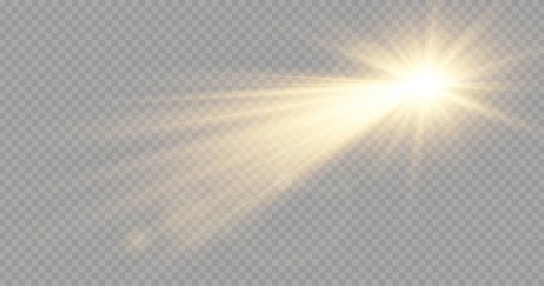 Stern Mit Linsenschlag Und Bokeh Effekt Sonne Mit Strahlen Und — Stockvektor