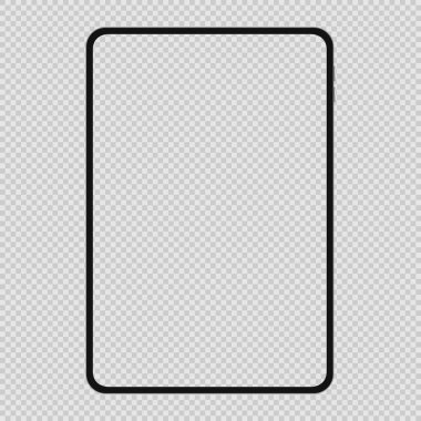 Boş ekranlı tablet bilgisayar beyaz arkaplanda izole edildi. Vektör illüstrasyonu.