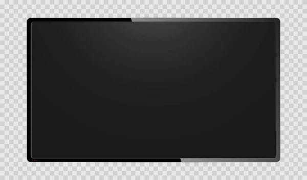 现实的黑色计算机监视器在透明的背景下被隔离 矢量说明 — 图库矢量图片