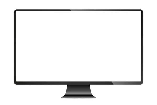 Realistic Black Computer Monitor Isolated Transparent Background Vector Illustration — Stock Vector