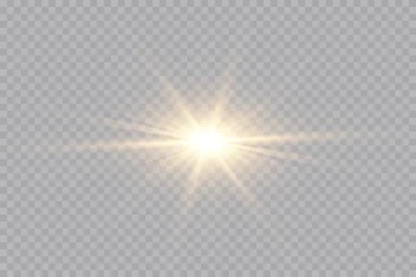 白く輝く光は 透明な背景で爆発します スパークリング魔法の塵粒子 明るい星 透明な輝く太陽 明るいフラッシュ ベクトルが輝きます 明るい閃光 — ストックベクタ