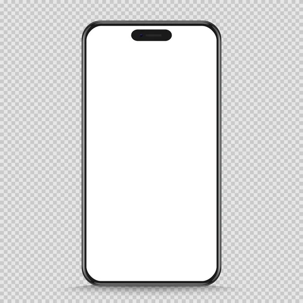 Modèle Réaliste Noir Smartphone Isolé Sur Fond Transparent Illustration Vectorielle — Image vectorielle