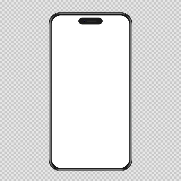 Şeffaf arka planda izole edilmiş gerçekçi siyah akıllı telefon modeli. Vektör illüstrasyonu.