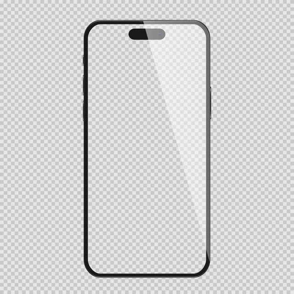 Realistische Zwarte Smartphone Mockup Geïsoleerd Transparante Achtergrond Vectorillustratie — Stockvector