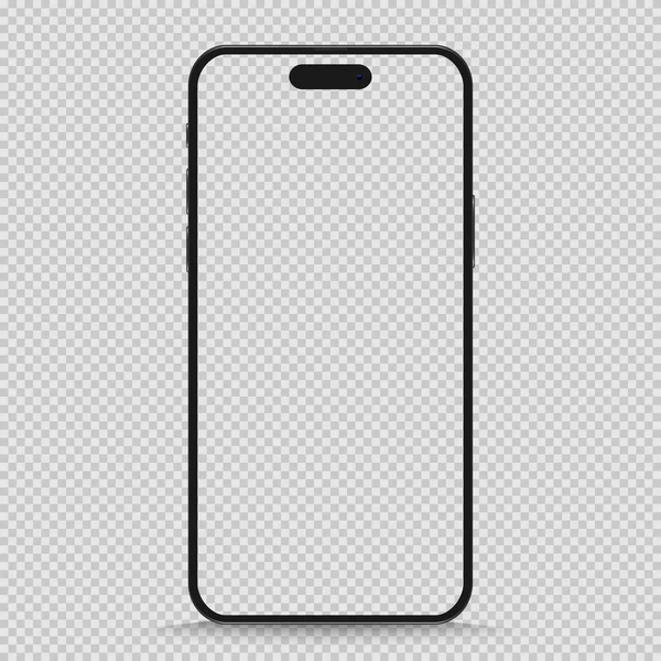 Realistické Černé Smartphone Mockup Izolované Průhledném Pozadí Vektorová Ilustrace — Stockový vektor