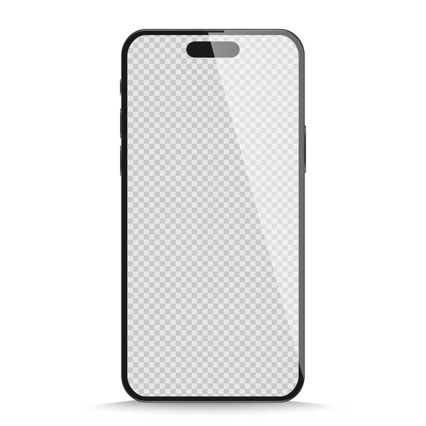 Realistic Black Smartphone Mockup Isolated Transparent Background Vector Illustration — Stock Vector