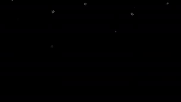 Fallende Schneeflocken Legen Sich Übereinander Isoliert Auf Schwarzem Hintergrund Oder — Stockvideo